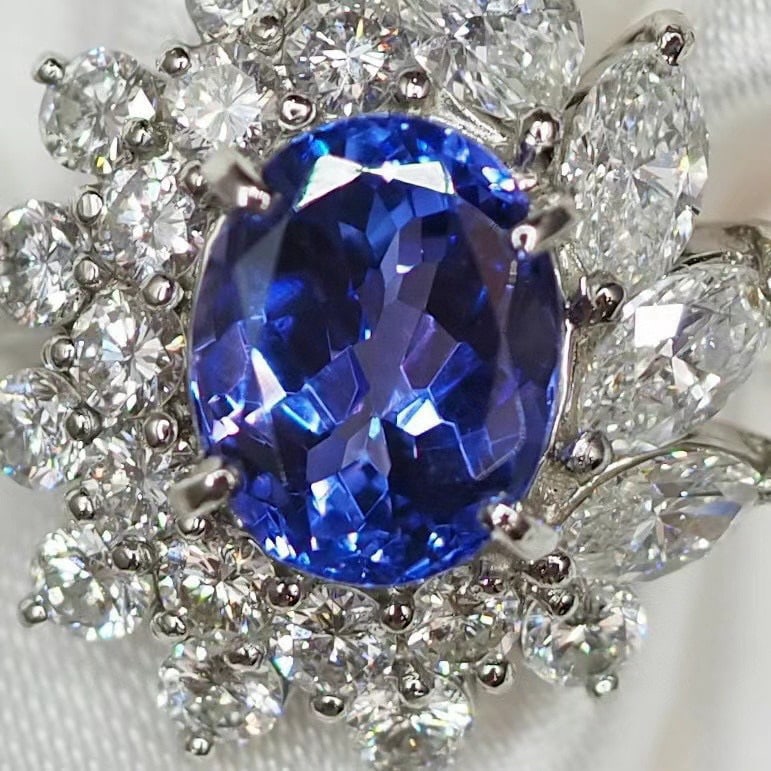 14k Gold 3.95 Ctw Natural Tanzanite & Diamond Ring - 3