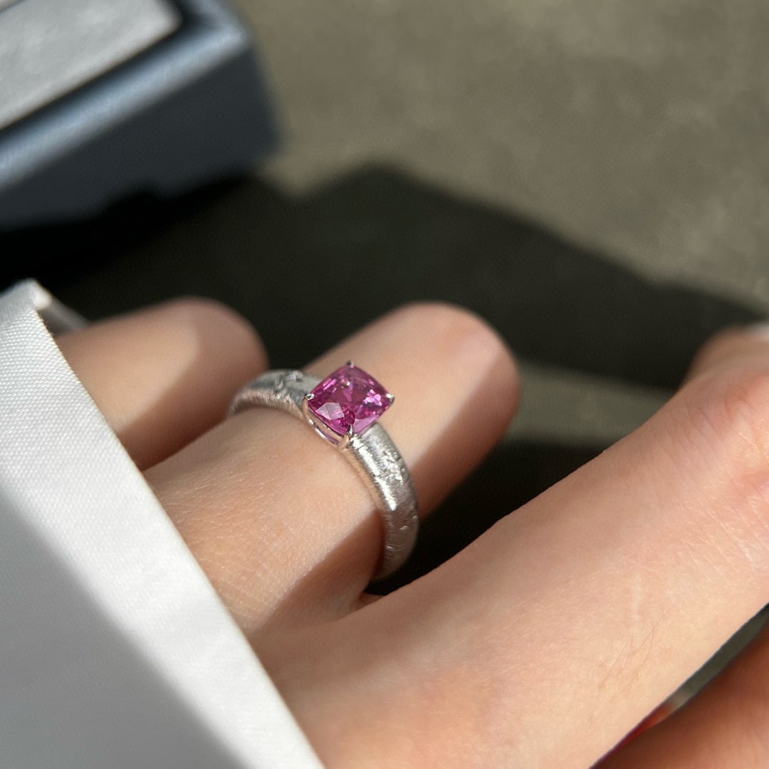 14k Gold 1.07 Ctw Natural Padparadscha Sapphire & Diamond Ring - 2