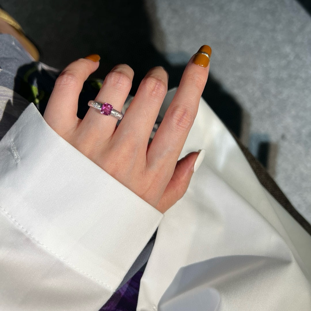 14k Gold 1.07 Ctw Natural Padparadscha Sapphire & Diamond Ring - 4