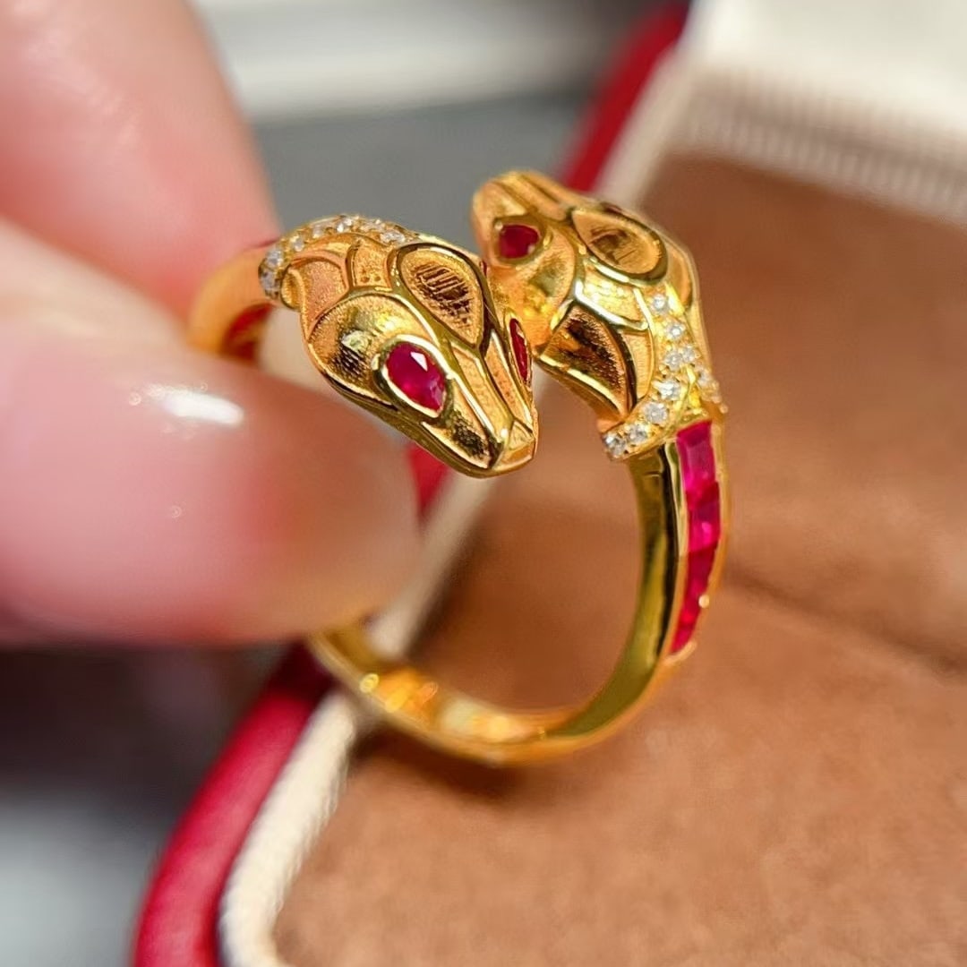 14k Gold 0.6 Ct Natural Ruby & Diamond Ring - 2