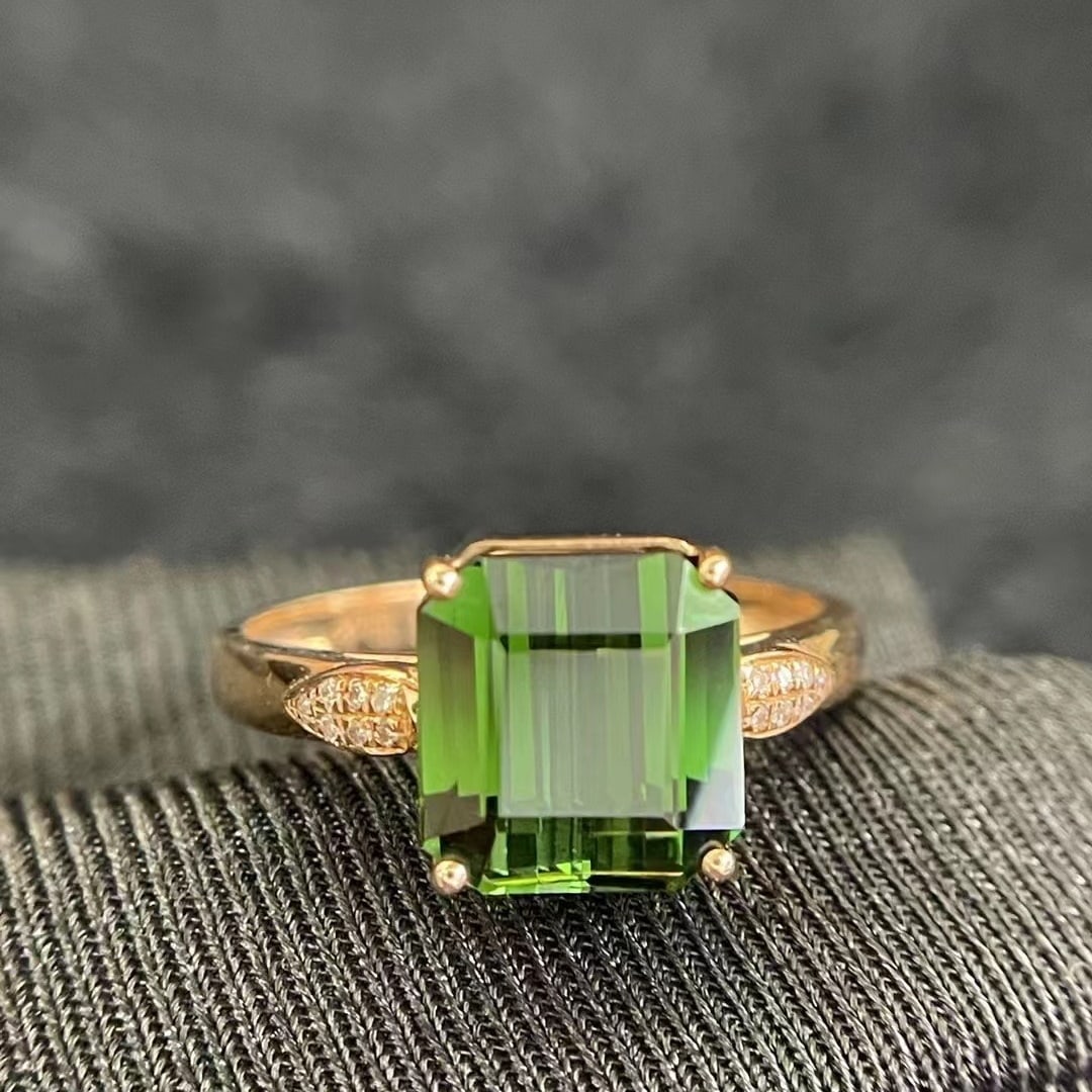 14k Gold 2.99 Ct Natural Tourmaline & Diamond Ring - 3