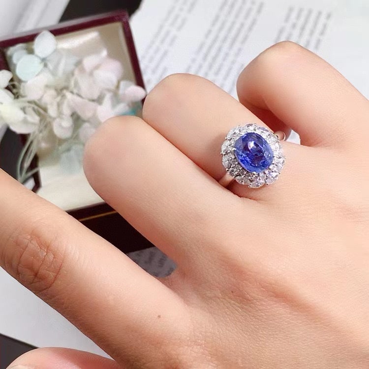 14k Gold 2.95 Ctw Natural Sapphire & Diamond Ring - 3