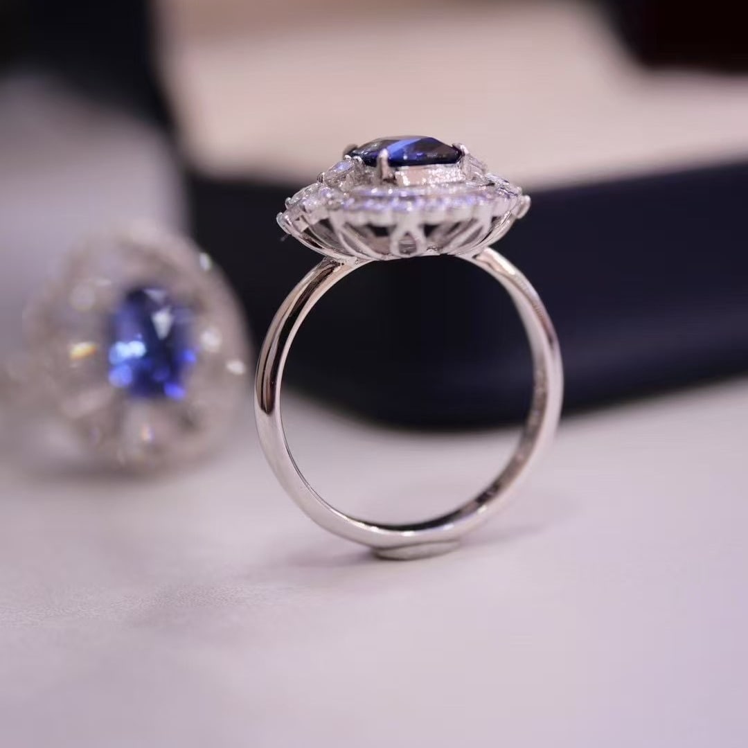 14k Gold 1.96 Ctw Natural Sapphire & Diamond Ring - 4