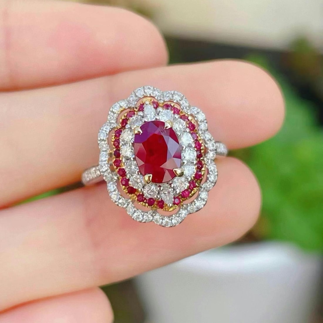 14k Gold 1.77 Ctw Natural Ruby & Diamond Ring - 2