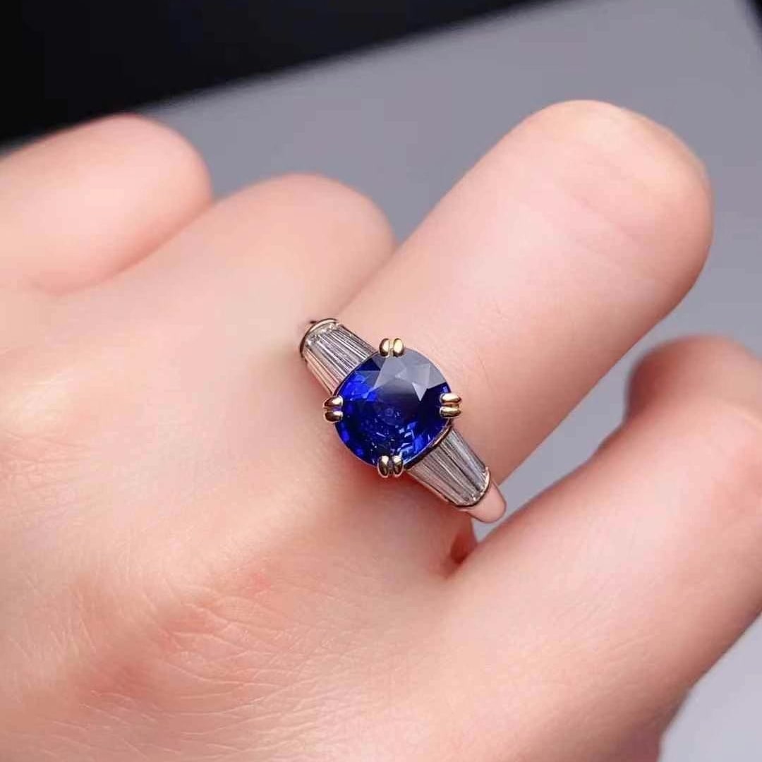 14k Gold 2.90 Ctw Natural Sapphire & Diamond Ring - 2