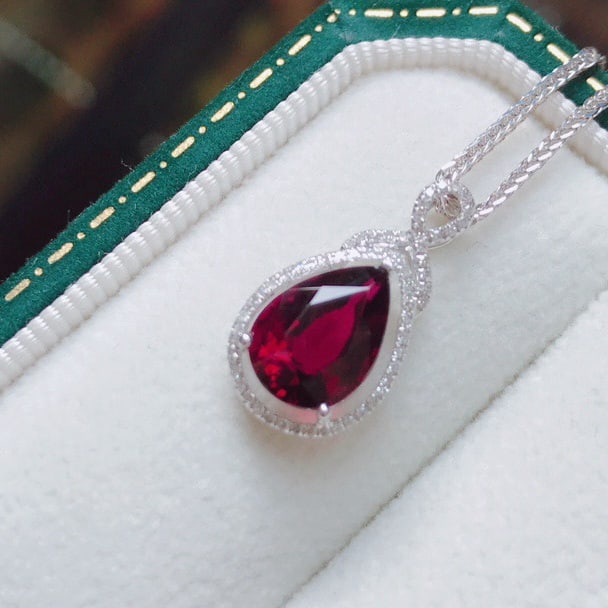 14k Gold 2.15 Ct Natural Tourmaline & Diamond Pendant( Without Chain ) - 6