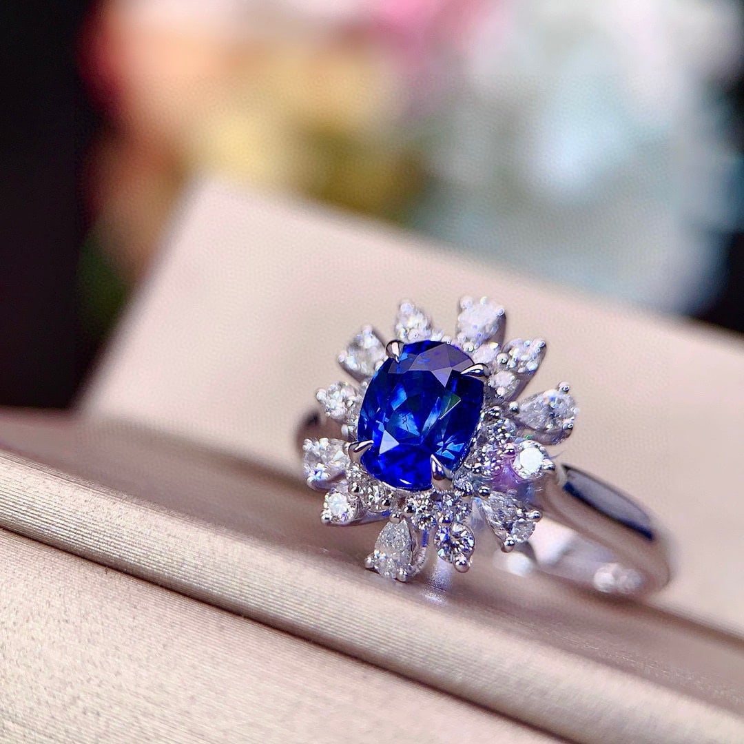 14k Gold 2.17 Ctw Natural Sapphire & Diamond Ring - 3