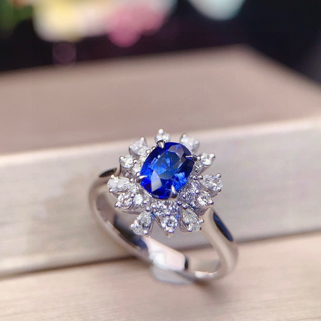 14k Gold 2.17 Ctw Natural Sapphire & Diamond Ring - 5