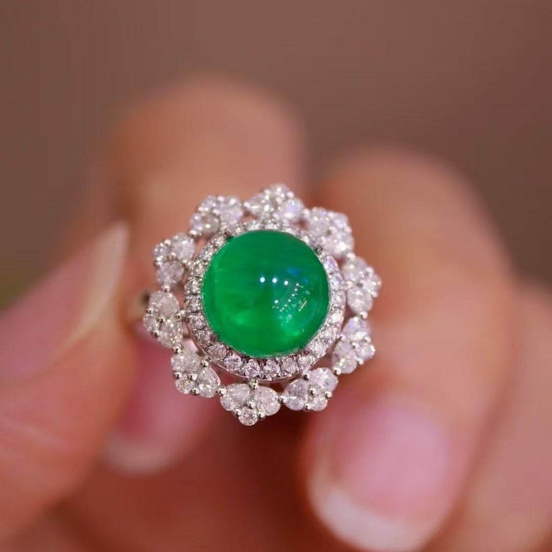 14k Gold 3.76 Ctw Natural Emerald & Diamond Ring - 4