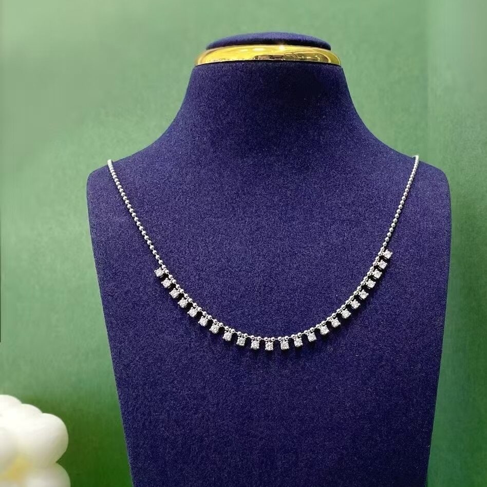 14k Gold 1 Ct Natural H Diamond Necklace - 2