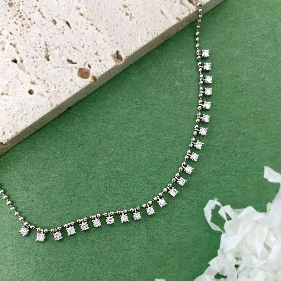 14k Gold 1 Ct Natural H Diamond Necklace - 5