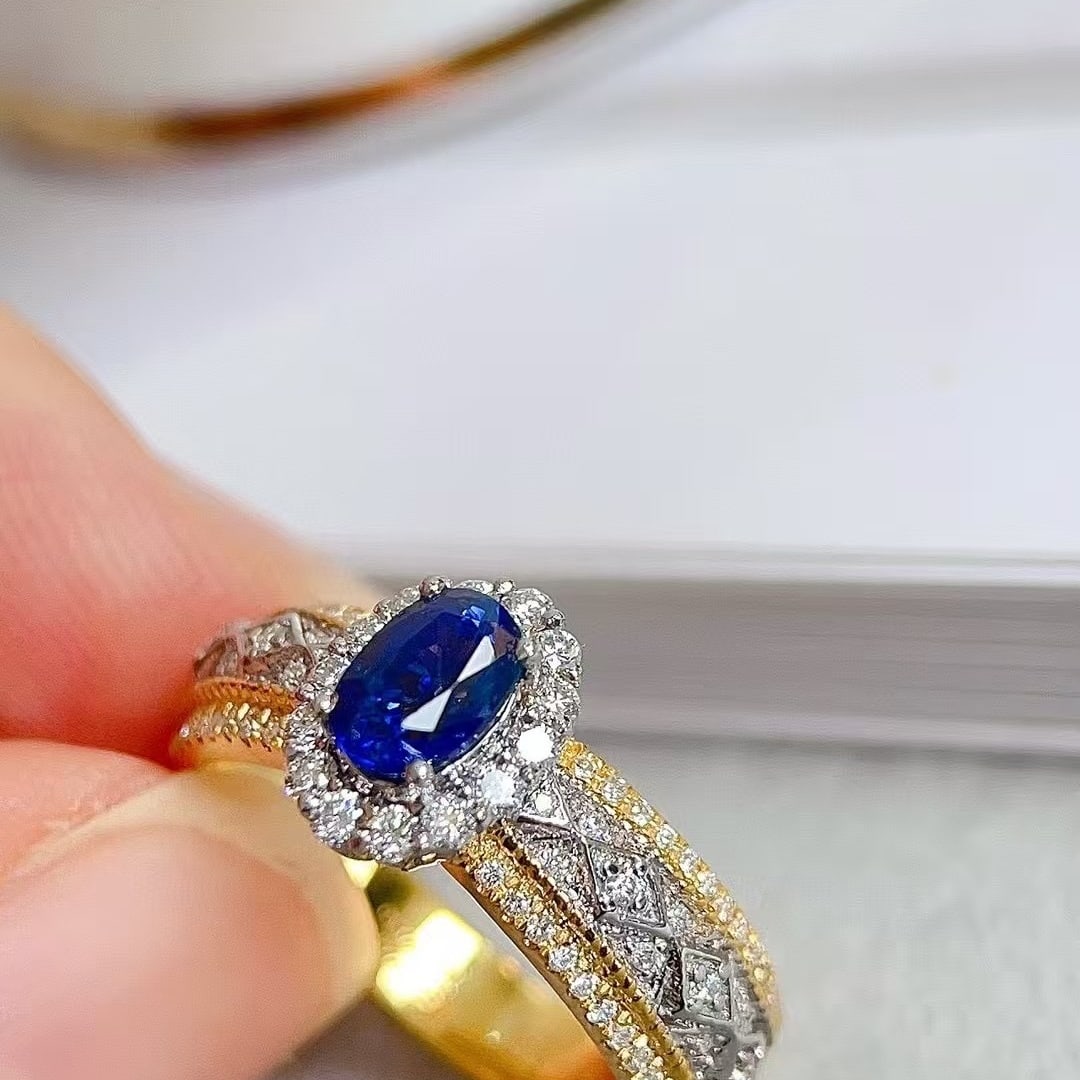 14k Gold 1.24 Ctw Natural Sapphire & Diamond Ring - 3