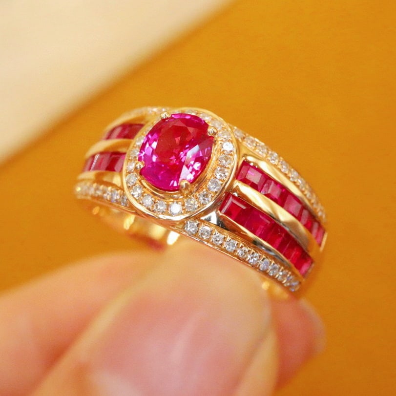 14k Gold 0.86 Ctw Natural Ruby & Diamond Ring - 2