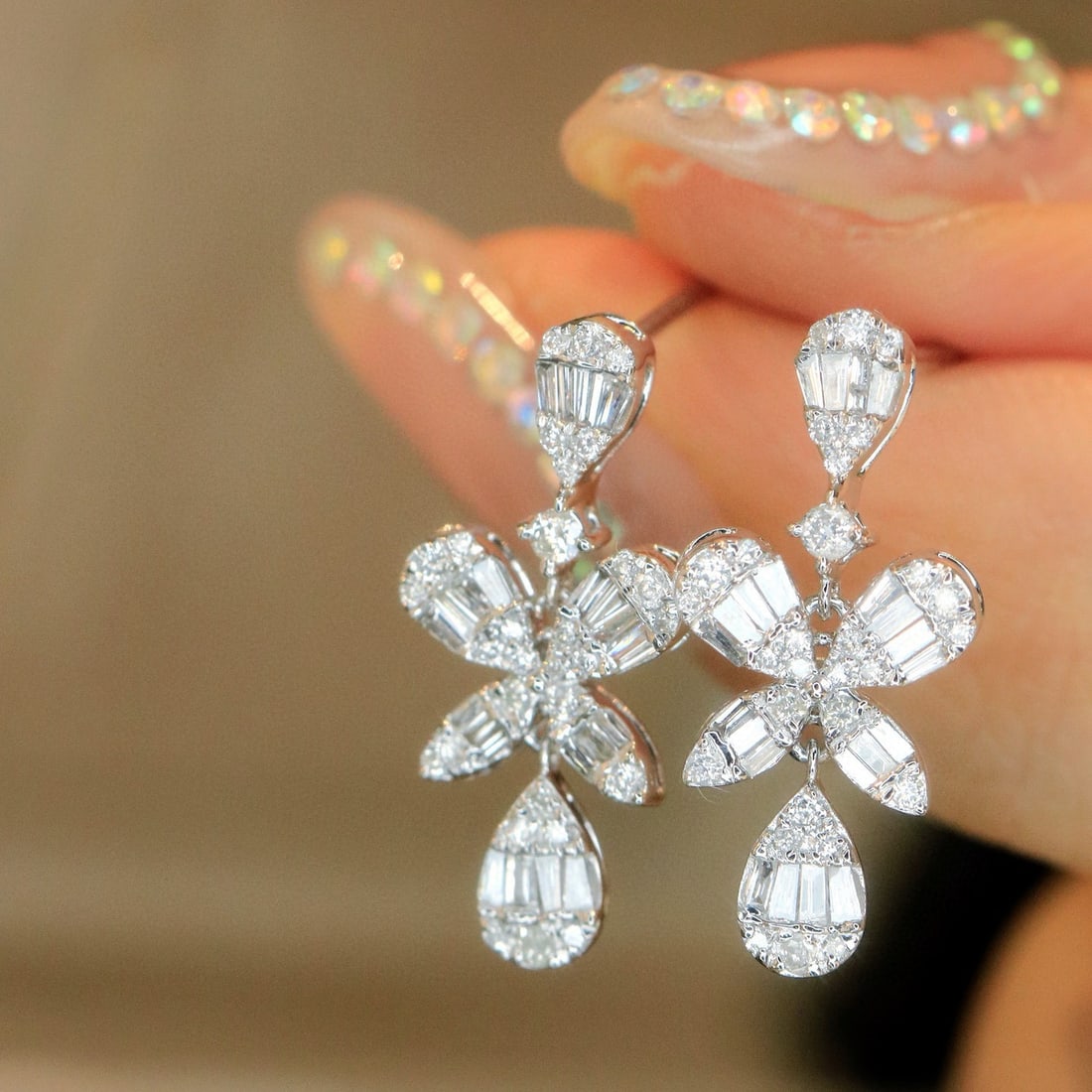 14k Gold 0.5 Ct Natural H Diamond Earrings - 2