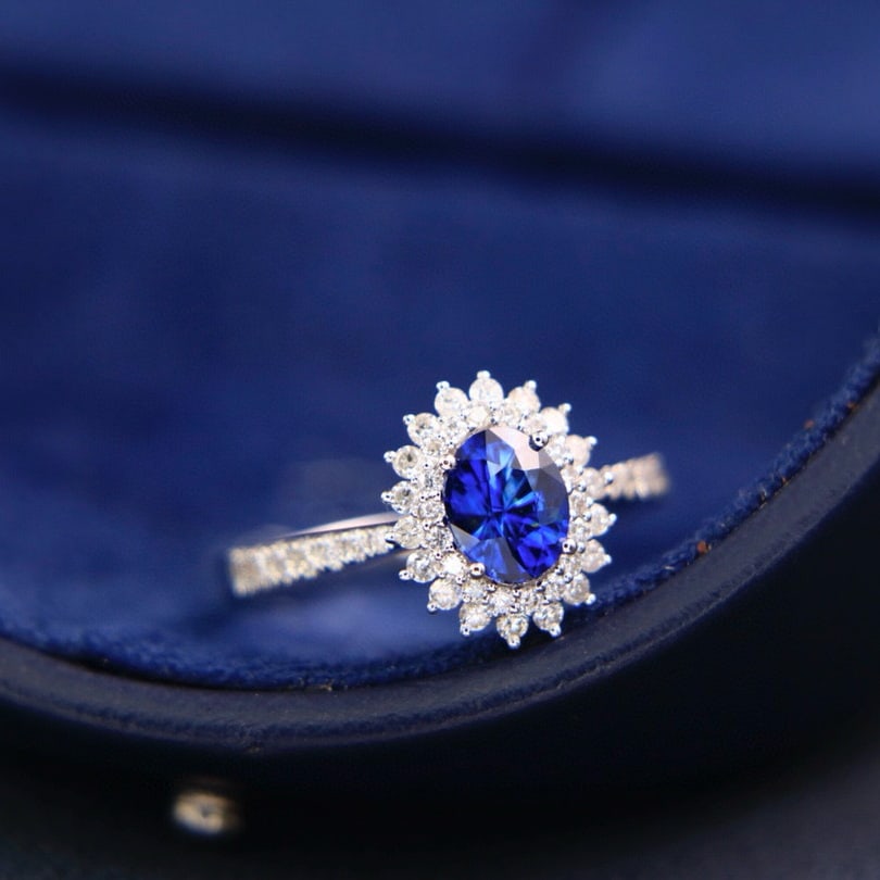 14k Gold 1.41 Ctw Natural Sapphire & Diamond Ring - 4