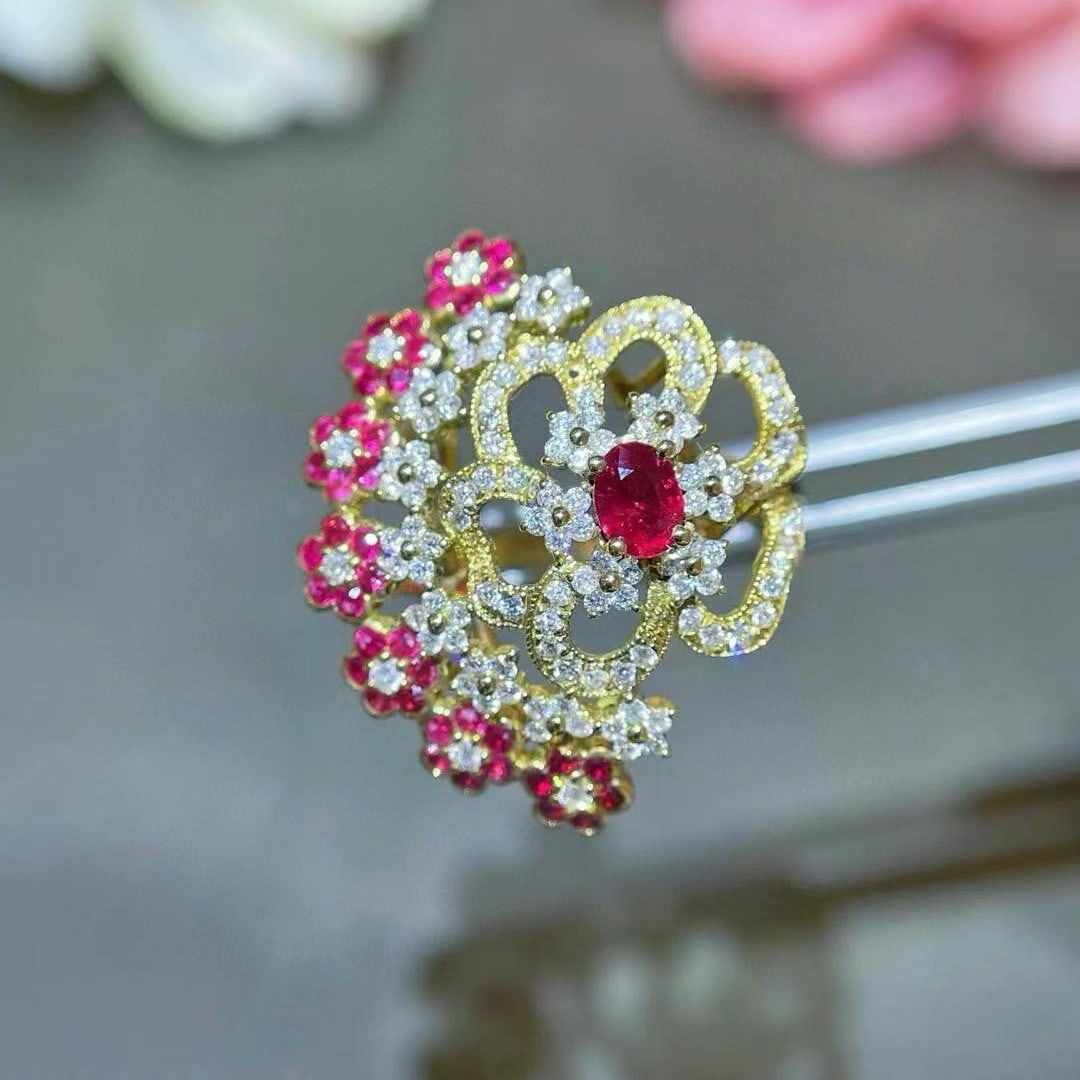 14k Gold 1.59 Ctw Natural Ruby & Diamond Ring - 3