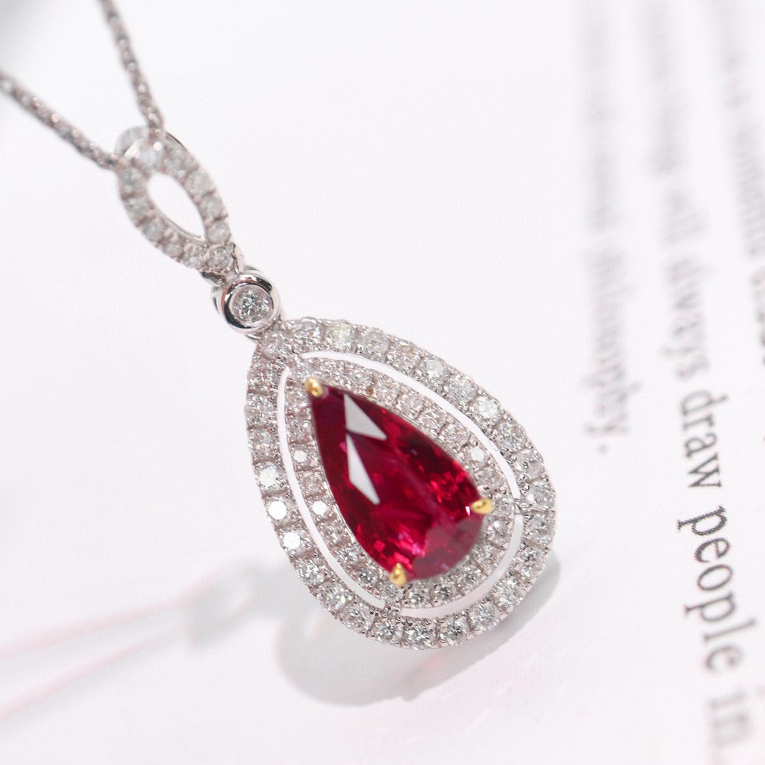 14k Gold 1.92 Ctw Natural Ruby & Diamond Pendant( Without Chain ) - 3