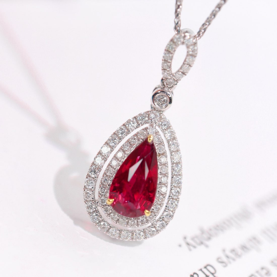 14k Gold 1.92 Ctw Natural Ruby & Diamond Pendant( Without Chain ) - 4