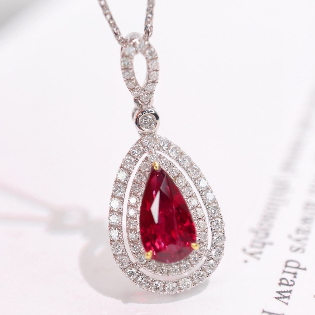 14k Gold 1.92 Ctw Natural Ruby & Diamond Pendant( Without Chain ) - 5