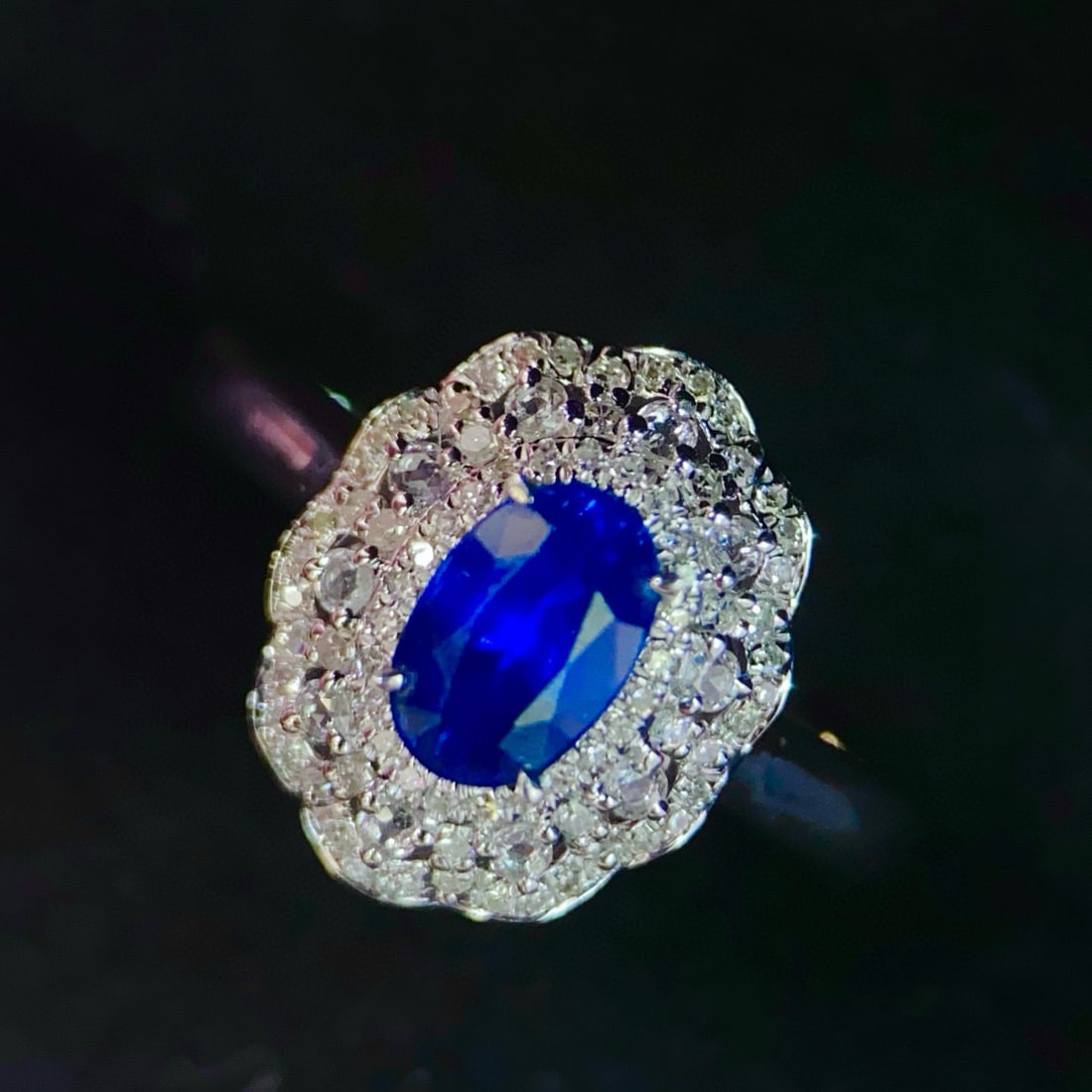 14k Gold 0.9 Ct Natural Sapphire & Diamond Ring - 4