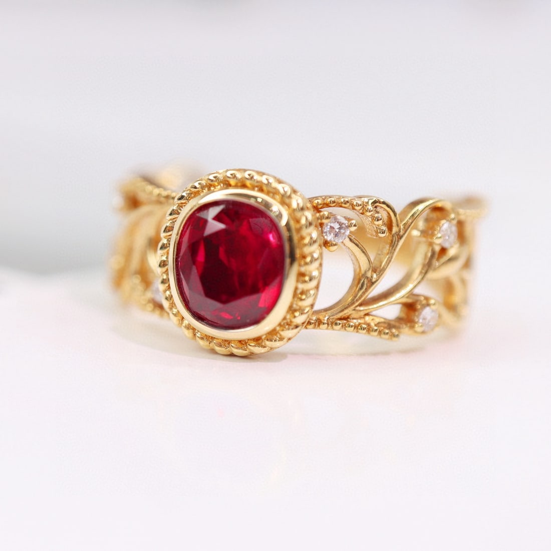 14k Gold 1.06 Ctw Natural Ruby & Diamond Ring - 3