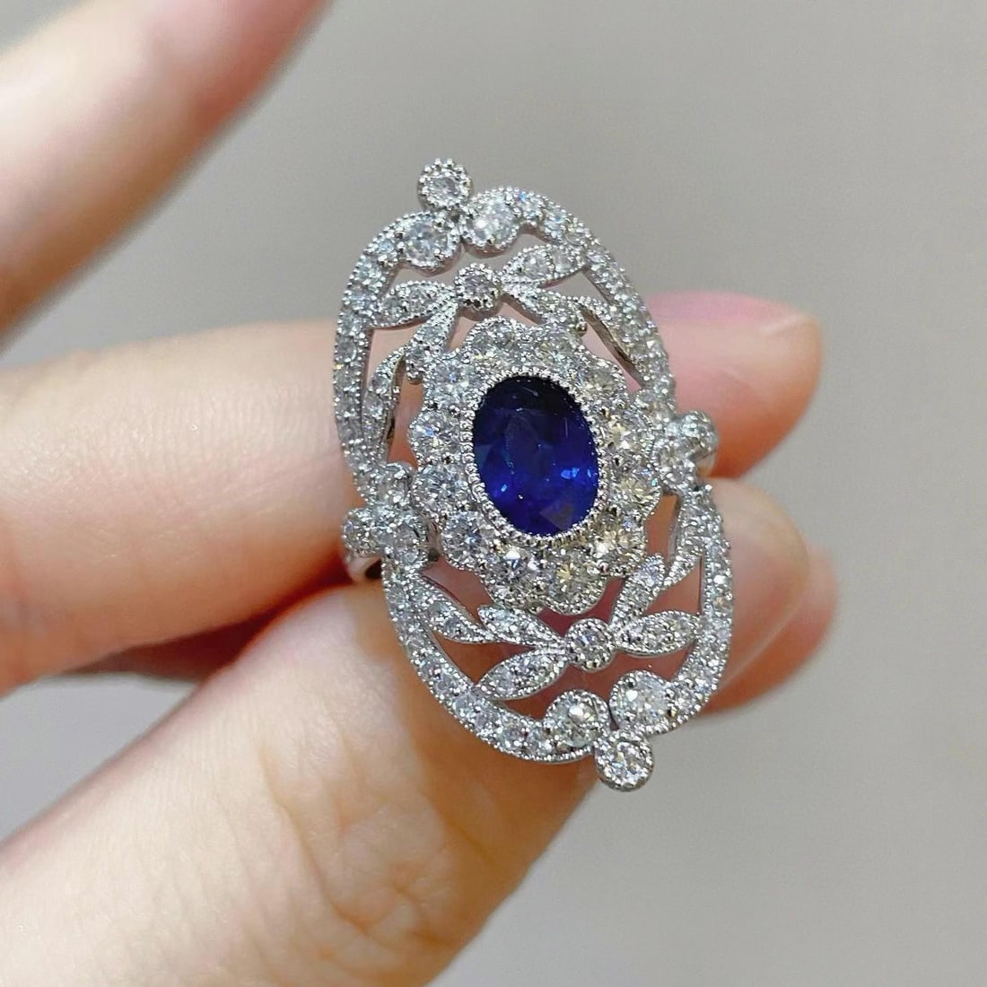 14k Gold 2.27 Ctw Natural Sapphire & Diamond Ring - 2