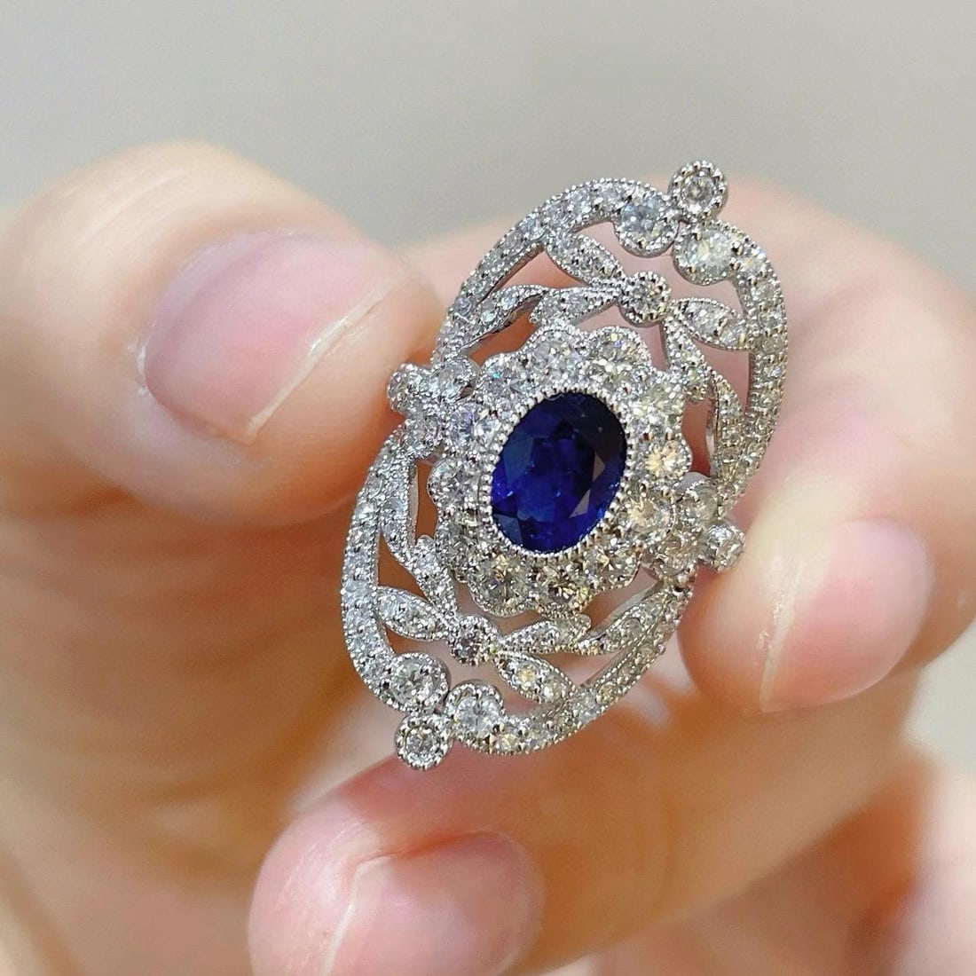 14k Gold 2.27 Ctw Natural Sapphire & Diamond Ring - 3