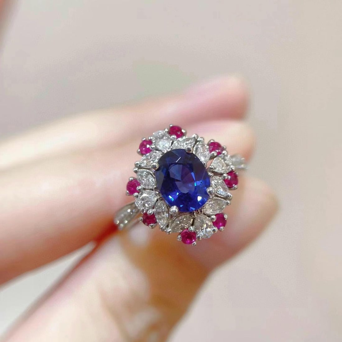 14k Gold 1.89 Ctw Natural Sapphire & Diamond Ring - 2