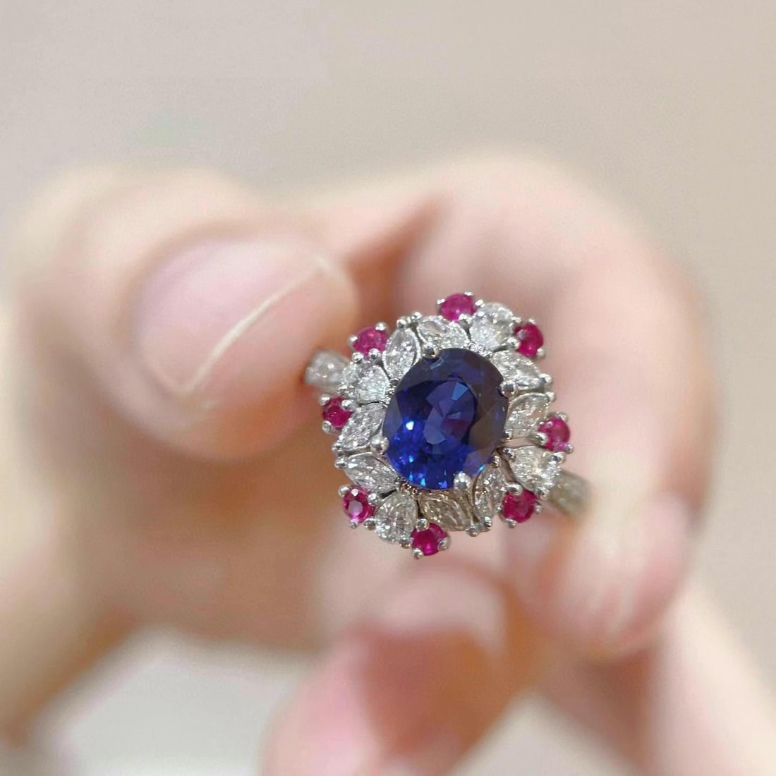 14k Gold 1.89 Ctw Natural Sapphire & Diamond Ring - 3