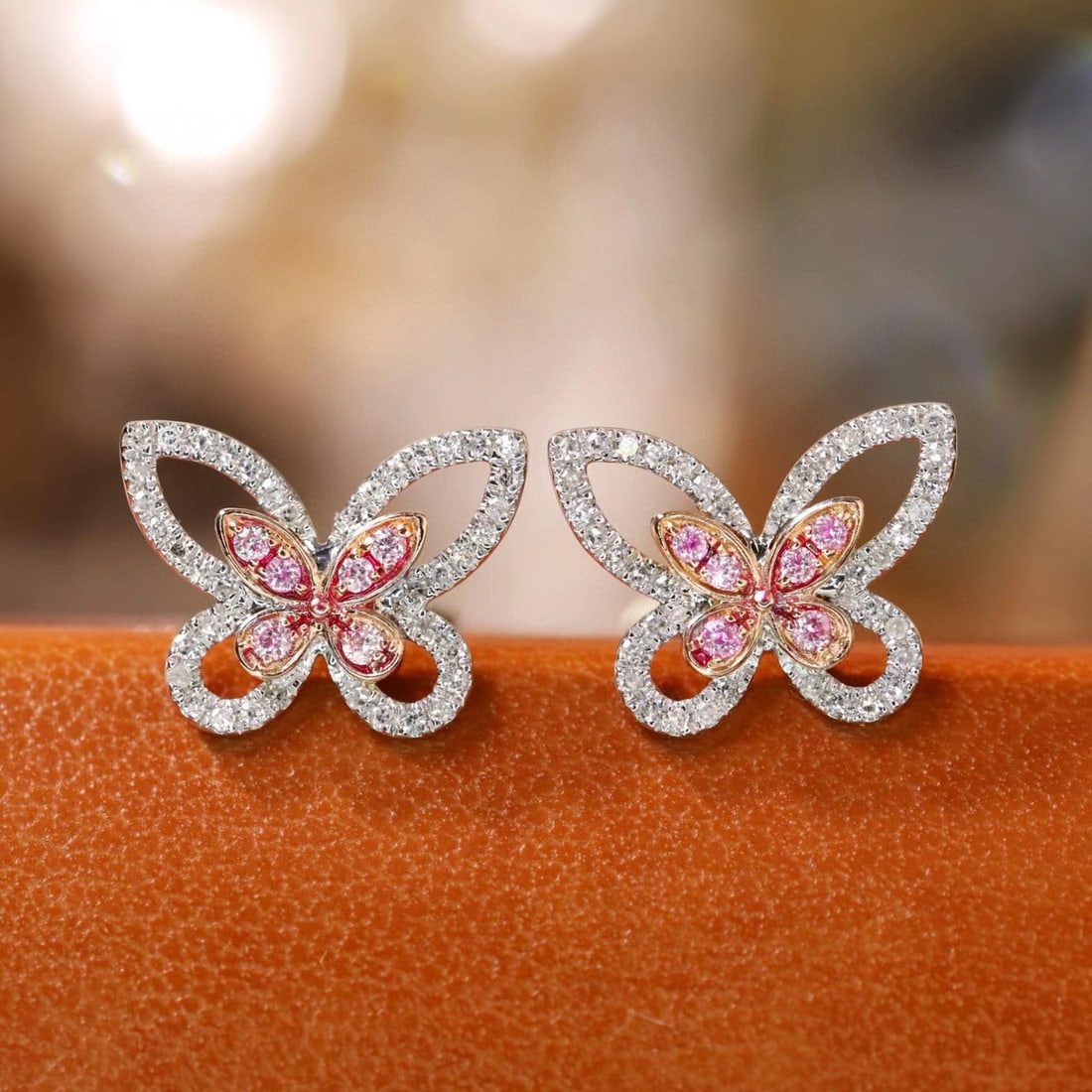 14k Gold 0.28 Ct Natural Color Diamond & Butterfly Earrings: Ref:230944301 // gold content:14k gold // main gemstone:diamond // shape:round // carat weight:0. 28ct // clarity grade:vs-si // color:color // treatment:natural // cut grade:g // Condition: NewLow