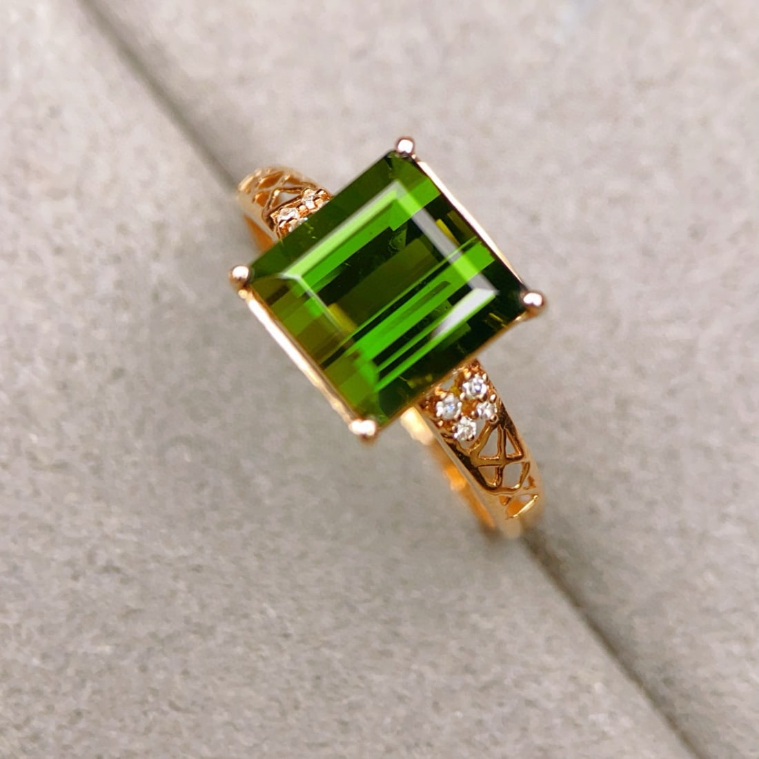 14k Gold 3.29 Ctw Natural Tourmaline & Diamond Ring - 4