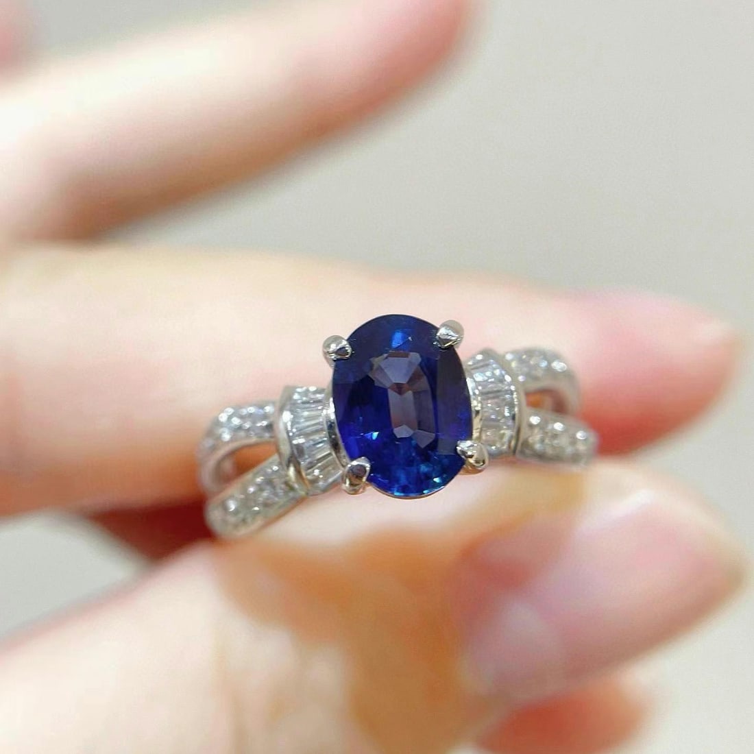 14k Gold 1.76 Ctw Natural Sapphire & Diamond Ring - 2