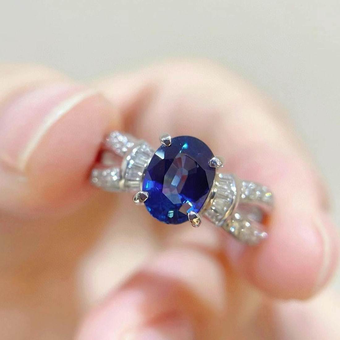 14k Gold 1.76 Ctw Natural Sapphire & Diamond Ring - 3