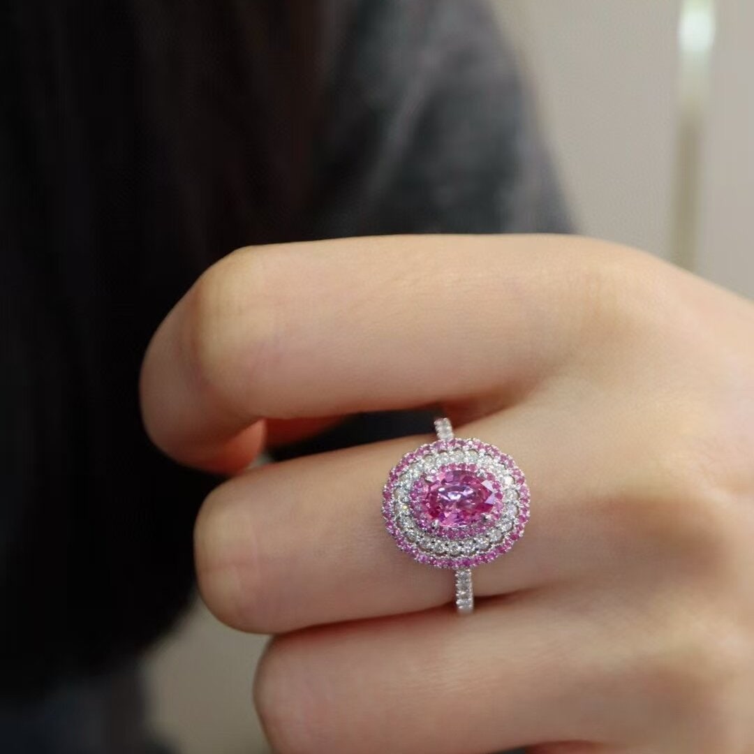 14k Gold 1.35 Ctw Natural Padparadscha Sapphire & Diamond Ring - 4