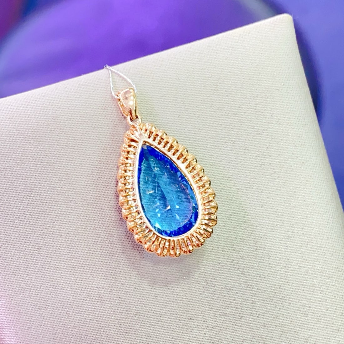 14k Gold 6.8 Ct Natural Topaz & Diamond Pendant( Without Chain ) - 2