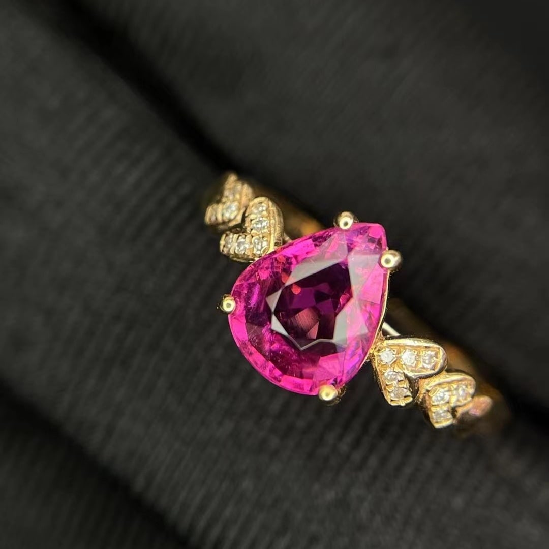 14k Gold 1.30 Ct Natural Tourmaline & Diamond Ring - 3