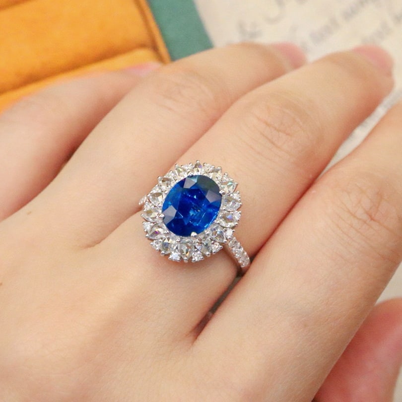 14k Gold 3.40 Ctw Natural Sapphire & Diamond Ring - 5