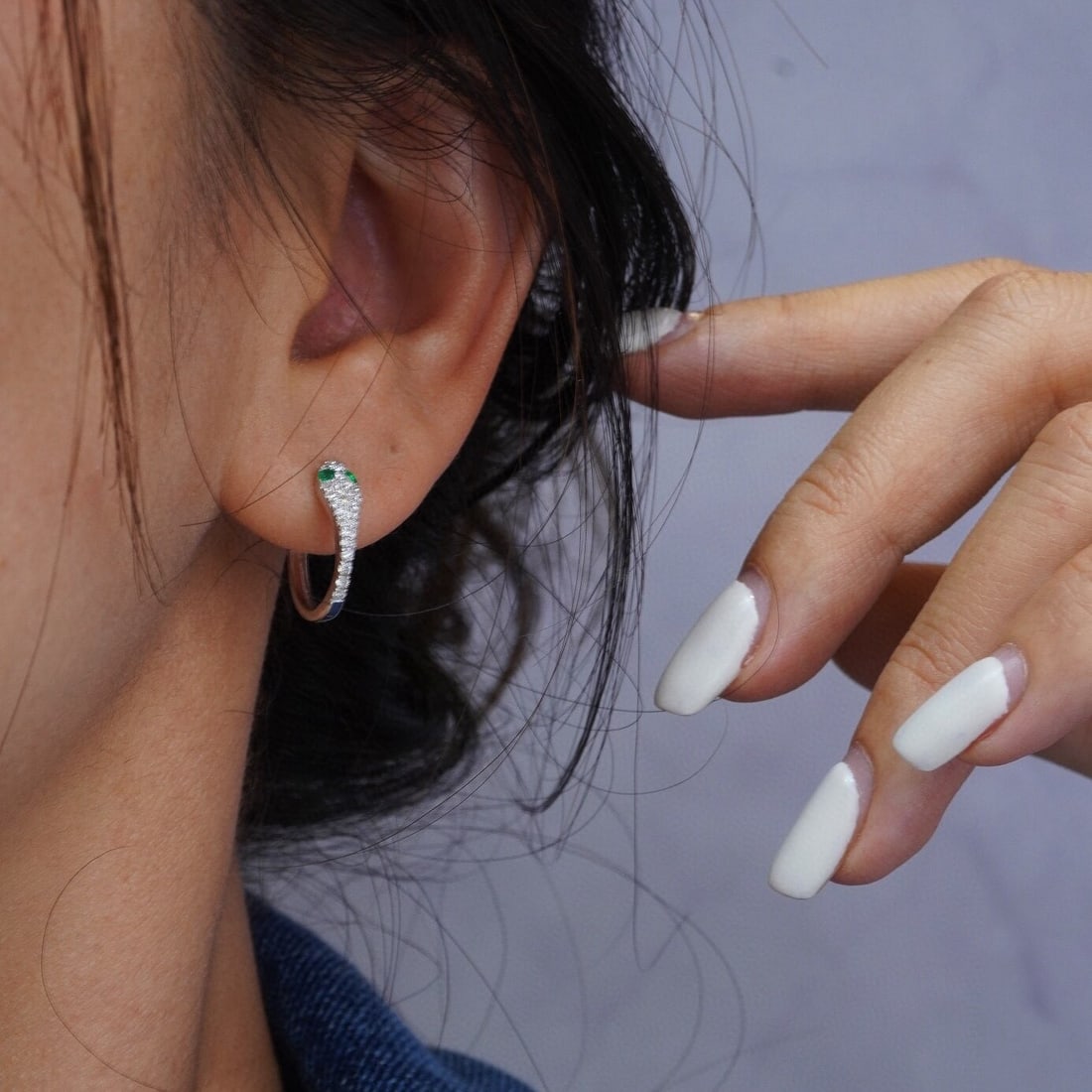 14k Gold 0.44 Ctw Natural Emerald & Diamond Earrings - 2