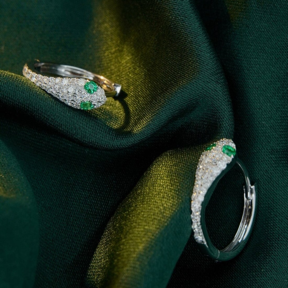 14k Gold 0.44 Ctw Natural Emerald & Diamond Earrings - 4