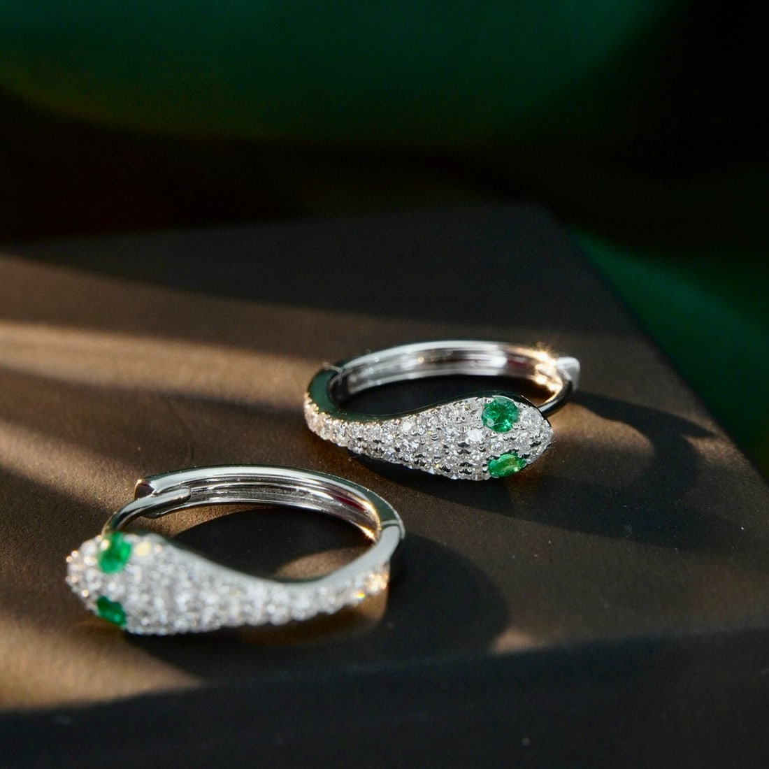 14k Gold 0.44 Ctw Natural Emerald & Diamond Earrings - 8