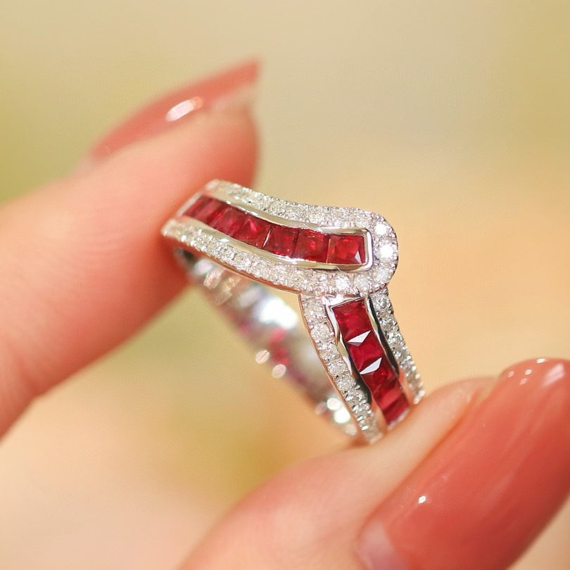 14k Gold 1.34 Ctw Natural Ruby & Diamond Ring - 4