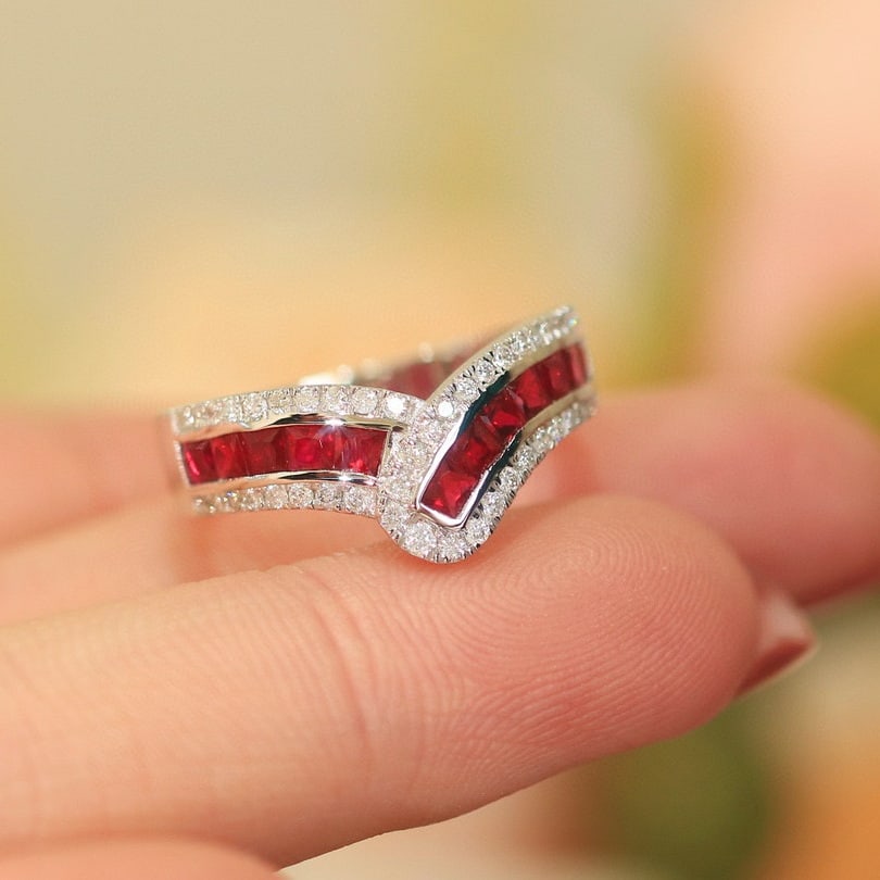 14k Gold 1.34 Ctw Natural Ruby & Diamond Ring - 5