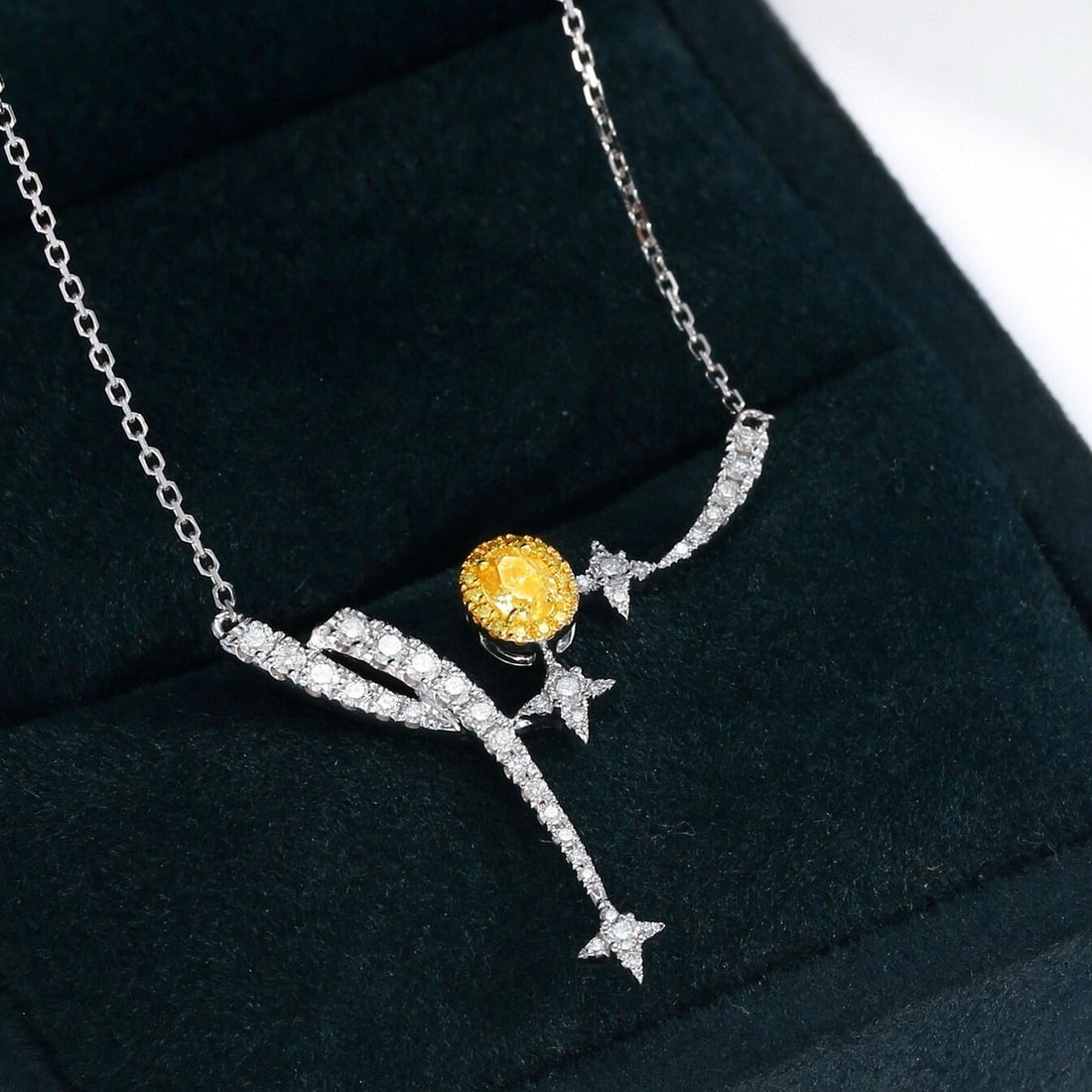 14k Gold 0.55 Ctw Natural Yellow Diamond & Diamond Necklace - 2