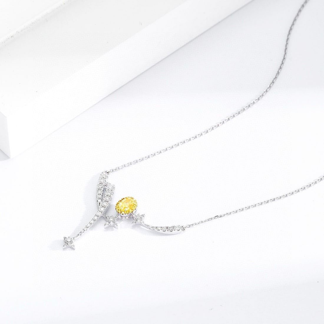 14k Gold 0.55 Ctw Natural Yellow Diamond & Diamond Necklace - 3
