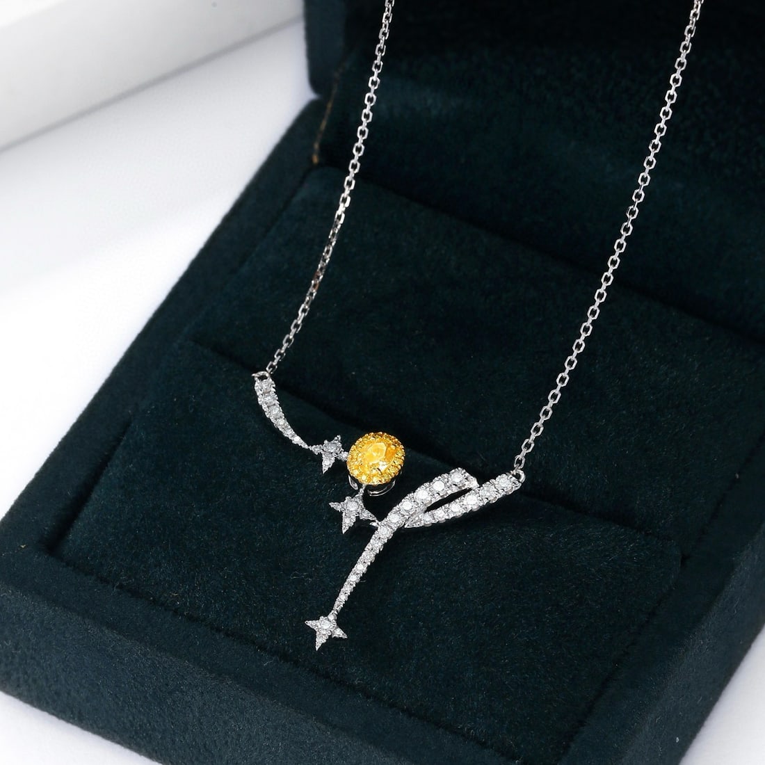 14k Gold 0.55 Ctw Natural Yellow Diamond & Diamond Necklace - 4