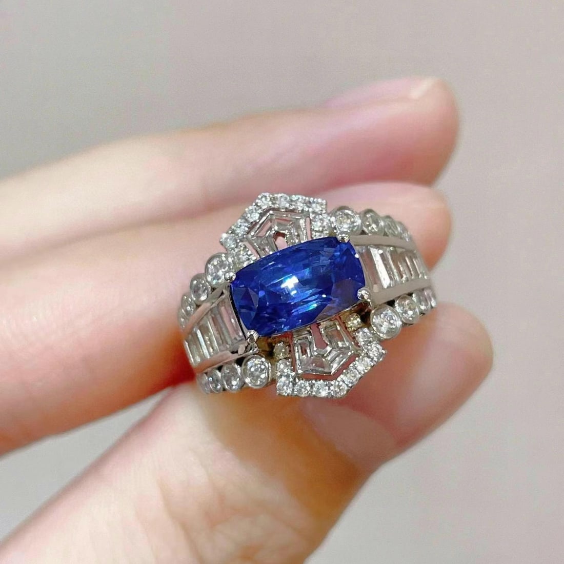 14k Gold 3.92 Ctw Natural Sapphire & Sapphire Ring - 2