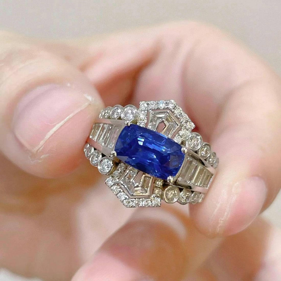 14k Gold 3.92 Ctw Natural Sapphire & Sapphire Ring - 3