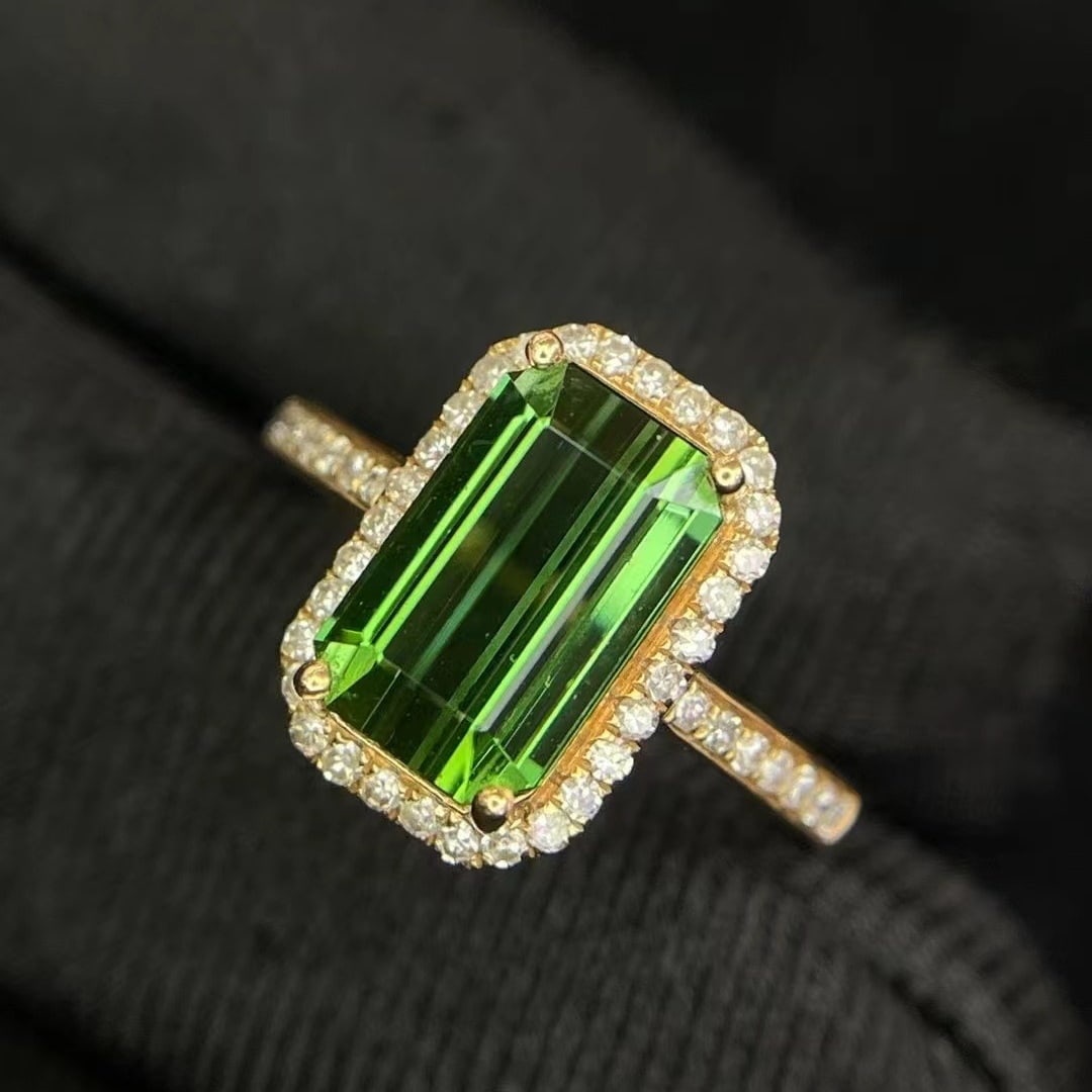 14k Gold 3.86 Ct Natural Tourmaline & Diamond Ring - 4