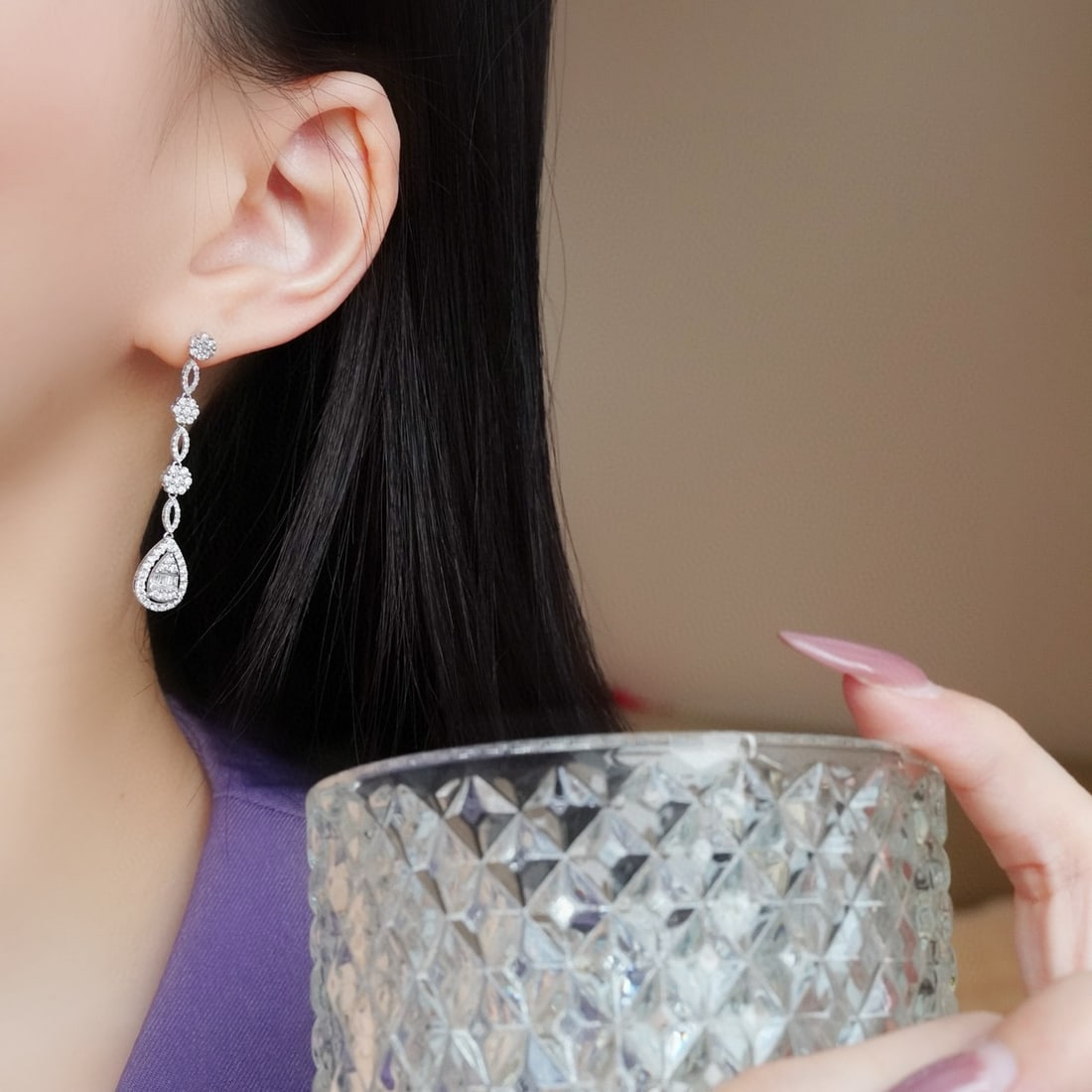 14k Gold 1.3 Ct Natural H Diamond Earrings - 6