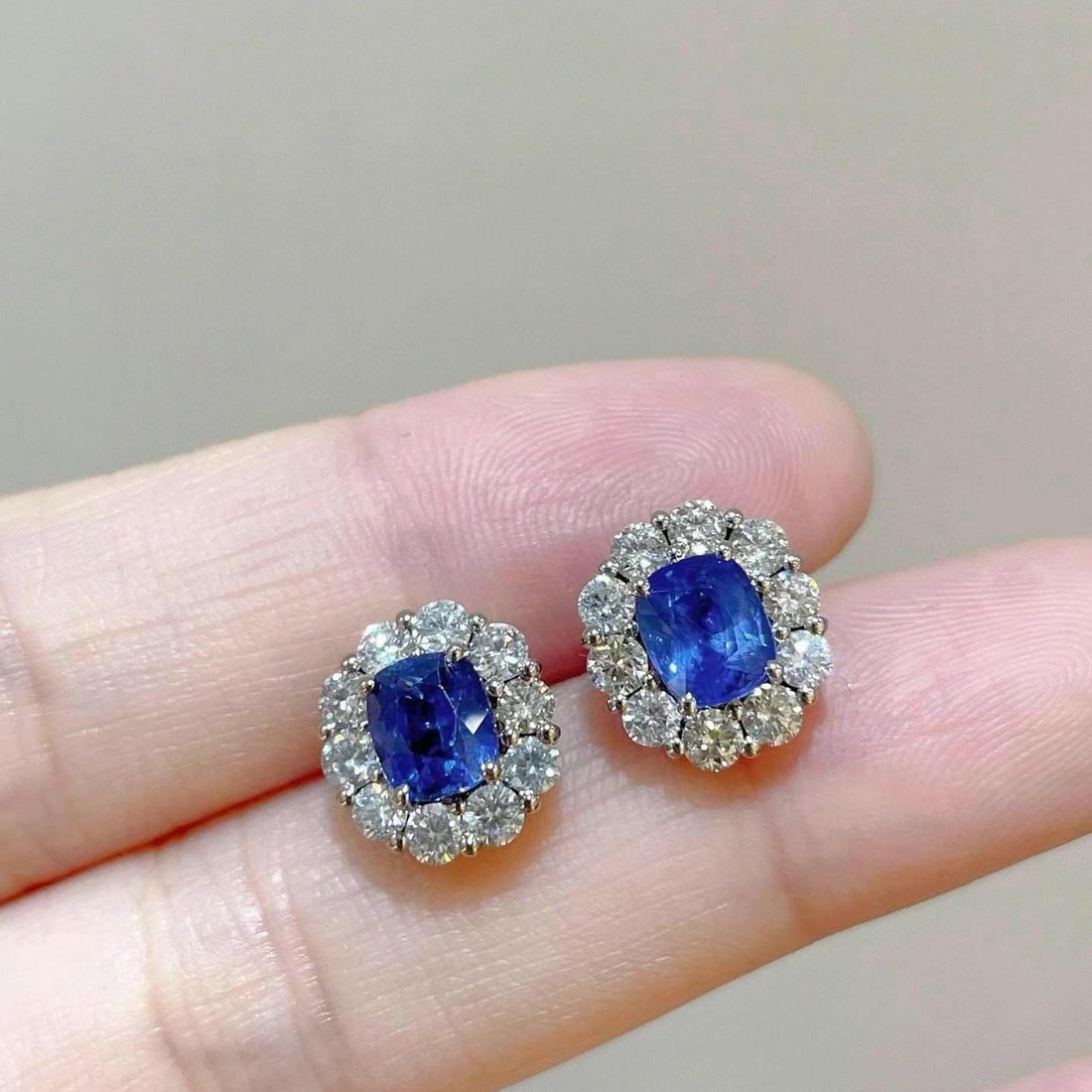 14k Gold 3.11 Ctw Natural Sapphire & Diamond Earrings - 3